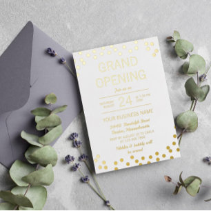 White & Gold Confetti Business Grand Opening