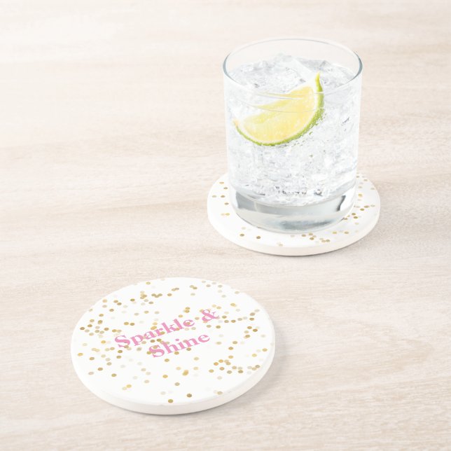 White Gold Confetti Coaster (Side)