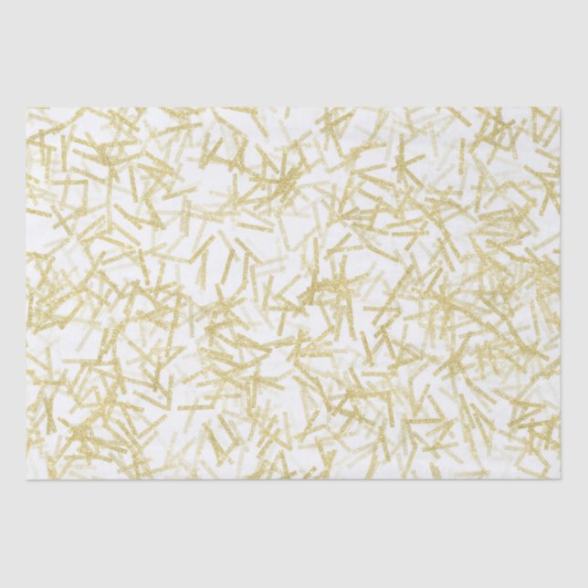 White Gold Confetti Music Notes Birthday Tissue Paper (Front)
