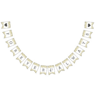 White & Gold Confetti Wedding Forever Bunting