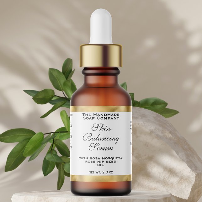 White & Gold Cosmetics Small Dropper Bottle Label  (Creator Uploaded)