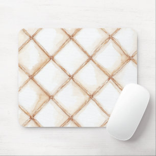 White Gold Cream Stripes Squares Mouse Pad