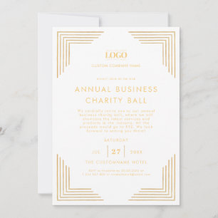 White Gold Custom Logo Business Event Dinner Party Invitation