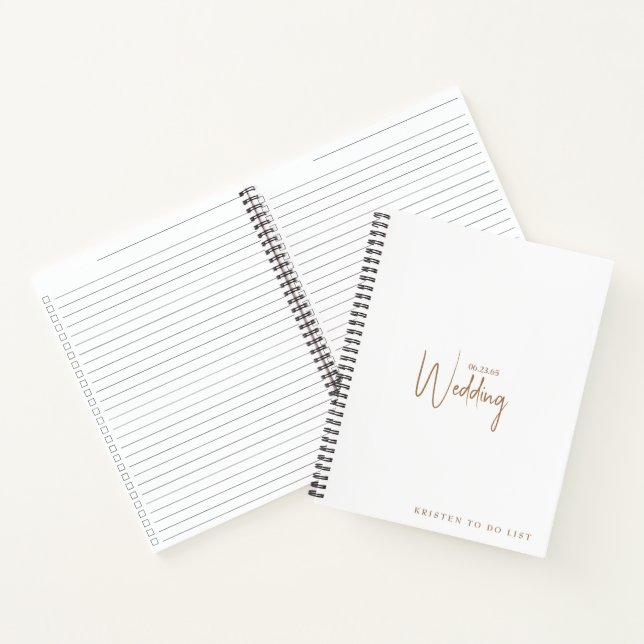 White & Gold Custom Wedding Checklist Notebook (Inside)