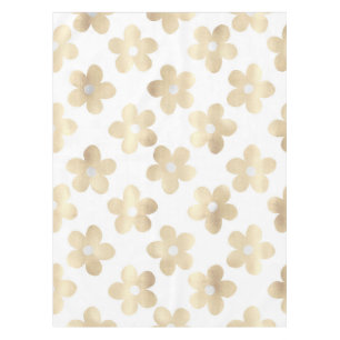 White Gold Daisy Flowers Retro Pattern Tablecloth