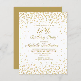 White Gold Diamond Glitter Women's 18th Birthday Card