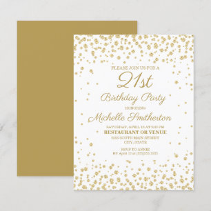 White Gold Diamond Glitter Women's 21st Birthday Card