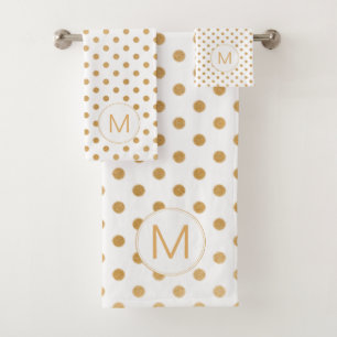 White Gold Dot Monogram set, U can change colour Bath Towel Set