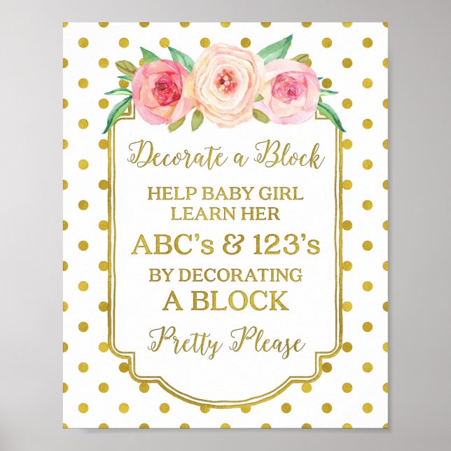 White Gold Dots Decorate a Block Game Sign (Front)