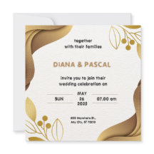 White Gold Elegant Minimalist Wedding Invitation