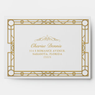 White Gold Embellishment Decorative Frame Envelope