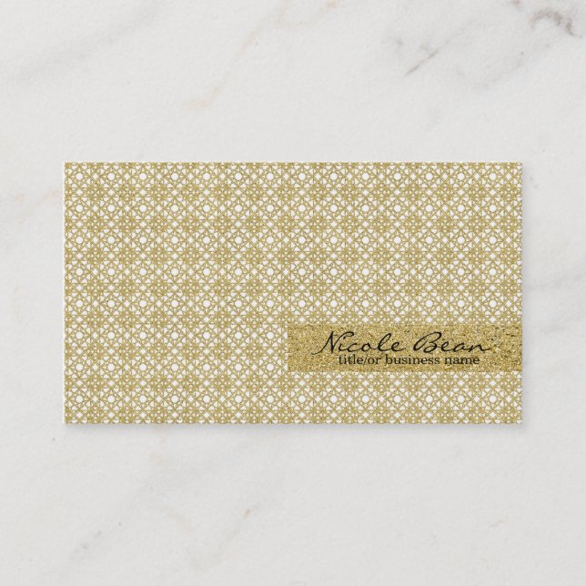 White Gold Faux Foil Modern Design Elegant Glamour Business Card (Front)