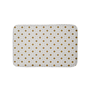 White gold faux glitter dots geometrical pattern bath mat