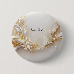 White Gold Floral Button