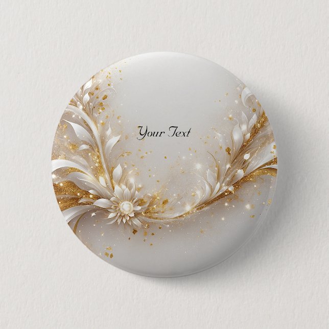White Gold Floral Button (Front)