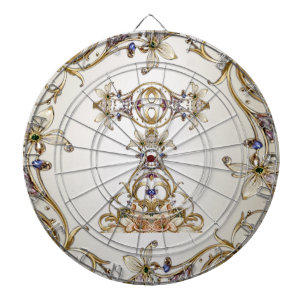 White Gold Floral Dartboard