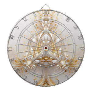 White Gold Floral Dartboard
