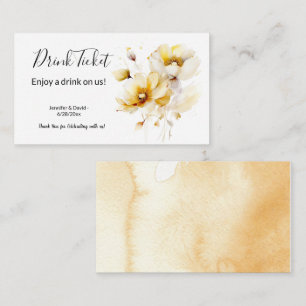 White/Gold Floral Drink Ticket Enclosure Card