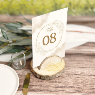 White Gold Floral Elegant Wedding Table Numbers