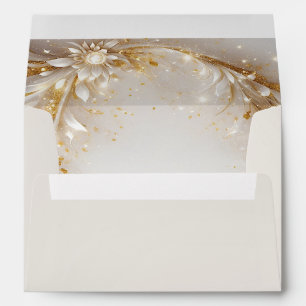 White Gold Floral Envelope