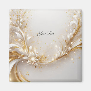 White Gold Floral Magnet