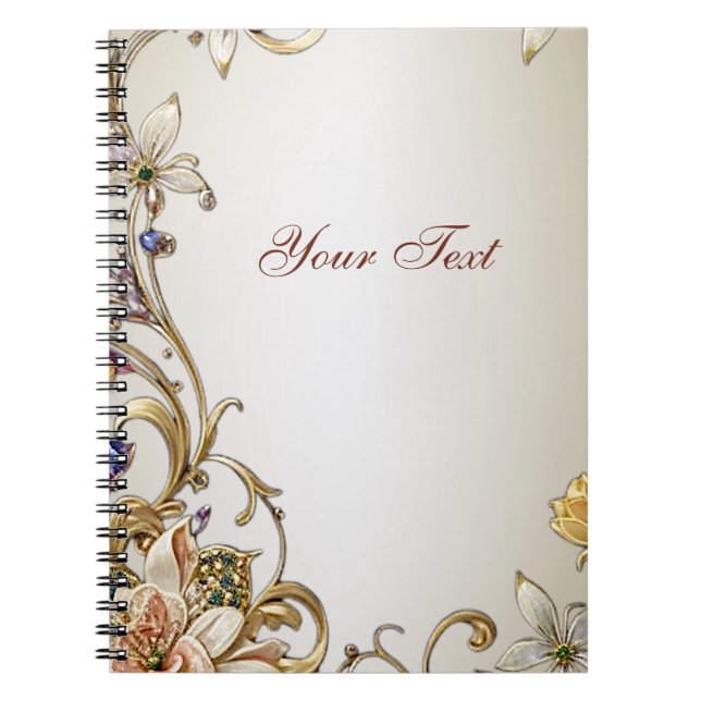 White Gold Floral Notebook (Front)