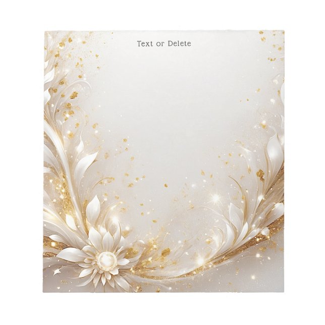 White Gold Floral Notepad (Front)