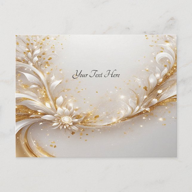 White Gold Floral Postcard (Front)