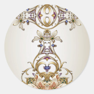 White Gold Floral Sticker