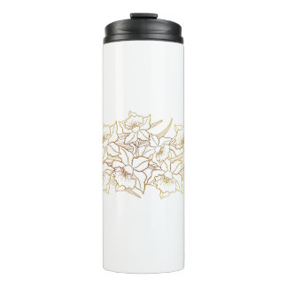 White Gold Floral Thermal Tumbler