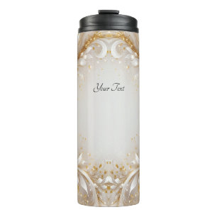 White Gold Floral Thermal Tumbler