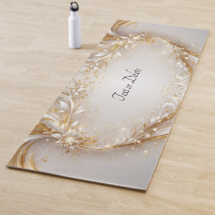 White Gold Floral Yoga Mat