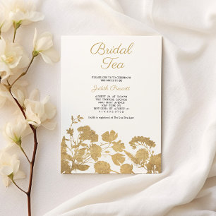 White gold flower bridal tea party Bridal Shower  Invitation
