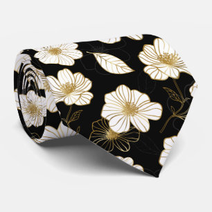 White Gold Flowers Black Tie