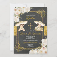 White Gold Flowers Mexican Baptism Fiesta Twin