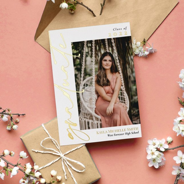 White Gold Foil Calligraphy Photo Graduation (Creator Uploaded)