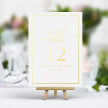 White & Gold Foil Calligraphy Photo Table Number<br><div class="desc">White & Gold Foil Calligraphy Photo Table Number. Personalise this custom design with your own photo.</div>