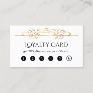 White Gold Foil Classic Chic Vintage Swirls Custom Business Card