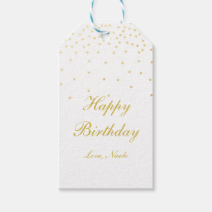 White & Gold Foil Confetti Dots Party Gift Tag