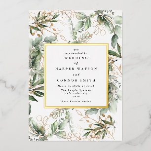 White Gold Foil Frame   Boho Botanical Eucalyptus