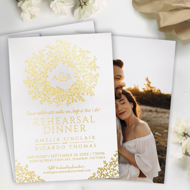 White gold foil monogram rehearsal dinner (Creator Uploaded)