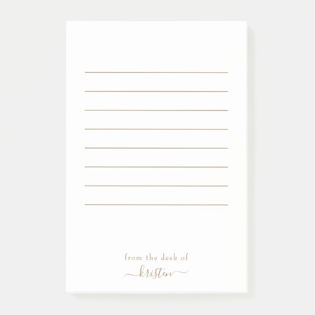 White & Gold From the Desk of Custom Lined Large Post-it Notes (Front)