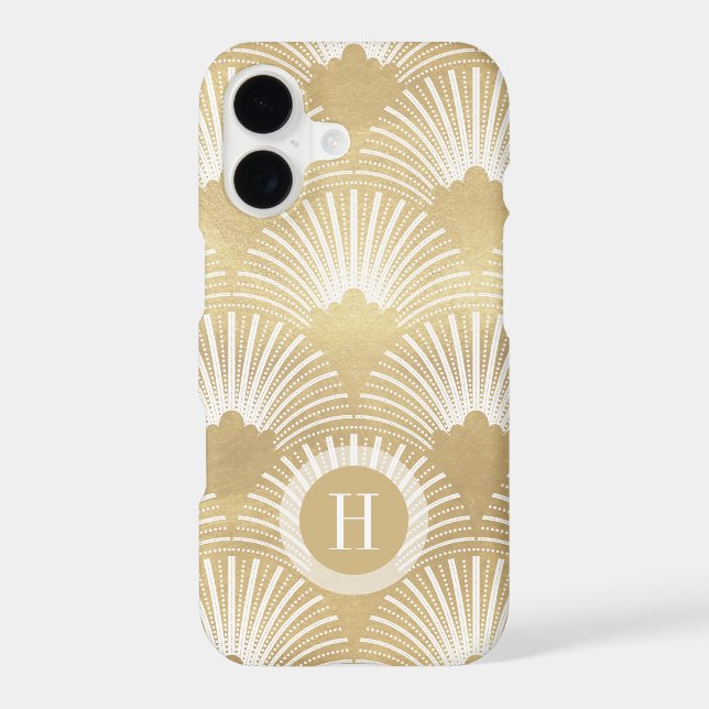White & gold geometric art-deco pattern (Back)