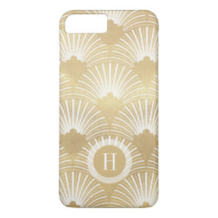 White & gold geometric art-deco pattern Case-Mate iPhone case