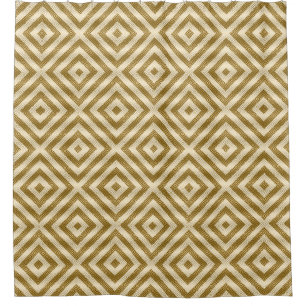 White & Gold Geometric Modern Pattern Shower Curtain