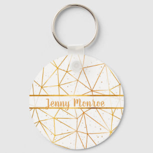 White gold geometrical pattern name key ring