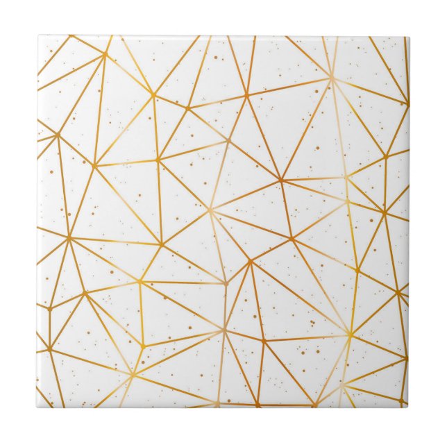 White gold geometrical shapes ceramic tile (Front)