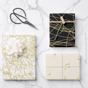 White Gold Glam Glitzy Birthday Wrapping Paper Sheet