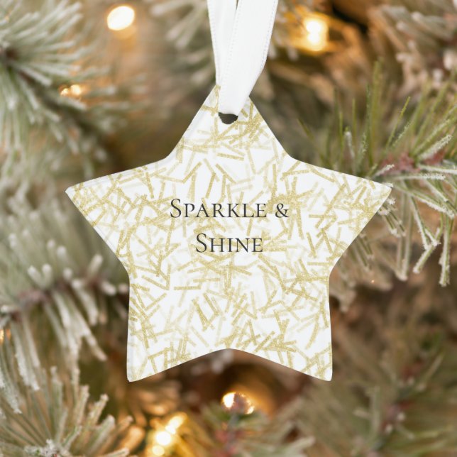 White Gold Glam Glitzy Sparkle Christmas Ornament (Tree)