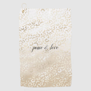 White Gold Glam Leopard Print personalised Golf Towel